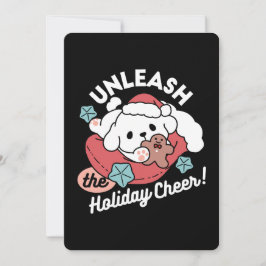 Weihnachtshund in der Weihnachtsmannmütze - Feiert Dankeskarte