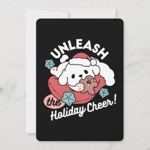 Weihnachtshund in der Weihnachtsmannmütze - Feiert Dankeskarte