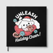 Weihnachtshund in der Weihnachtsmannmütze - Feiert Gästebuch (Vorderseite)