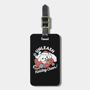 Weihnachtshund in der Weihnachtsmannmütze - Feiert Gepäckanhänger
