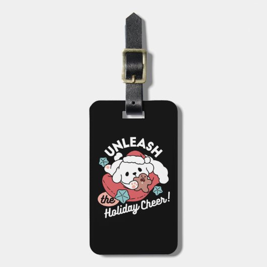 Weihnachtshund in der Weihnachtsmannmütze - Feiert Gepäckanhänger (Vorderseite vertikal)