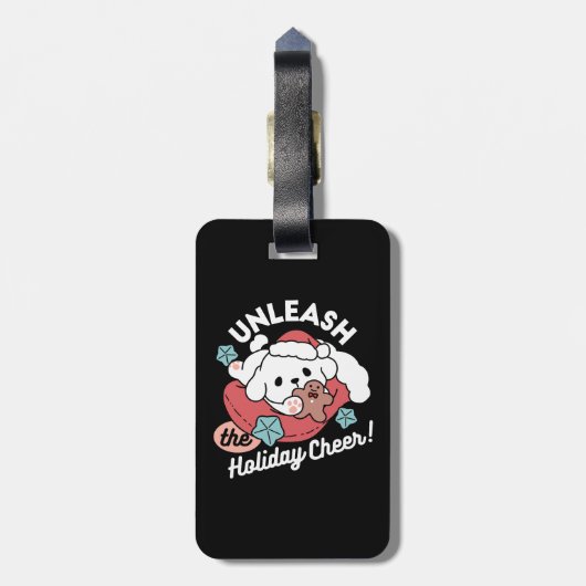 Weihnachtshund in der Weihnachtsmannmütze - Feiert Gepäckanhänger (Rückseite vertikal)