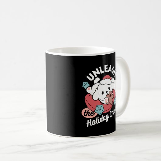 Weihnachtshund in der Weihnachtsmannmütze - Feiert Kaffeetasse (VorderseiteRechts)