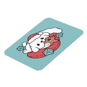 Weihnachtshund in der Weihnachtsmannmütze - Feiert Magnet (Linke Seite)