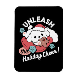 Weihnachtshund in der Weihnachtsmannmütze - Feiert Magnet