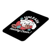 Weihnachtshund in der Weihnachtsmannmütze - Feiert Magnet (Linke Seite)