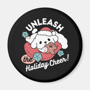 Weihnachtshund in der Weihnachtsmannmütze - Feiert Magnet