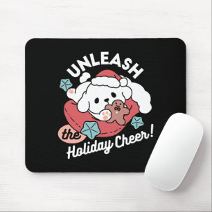 Weihnachtshund in der Weihnachtsmannmütze - Feiert Mousepad