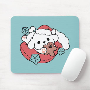 Weihnachtshund in der Weihnachtsmannmütze - Feiert Mousepad