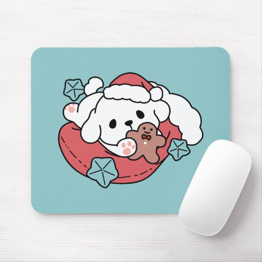Weihnachtshund in der Weihnachtsmannmütze - Feiert Mousepad (Mit Mouse)