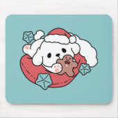 Weihnachtshund in der Weihnachtsmannmütze - Feiert Mousepad (Vorne)