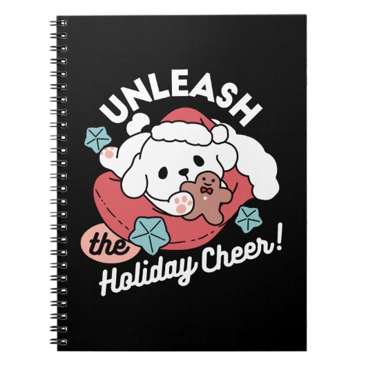 Weihnachtshund in der Weihnachtsmannmütze - Feiert Notizblock (Vorderseite)