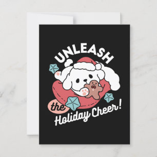 Weihnachtshund in der Weihnachtsmannmütze - Feiert Postkarte