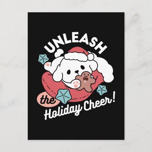 Weihnachtshund in der Weihnachtsmannmütze - Feiert Postkarte (Vorderseite)