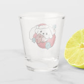 Weihnachtshund in der Weihnachtsmannmütze - Feiert Schnapsglas (Rückseite)