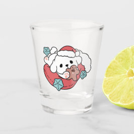 Weihnachtshund in der Weihnachtsmannmütze - Feiert Schnapsglas