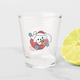 Weihnachtshund in der Weihnachtsmannmütze - Feiert Schnapsglas
