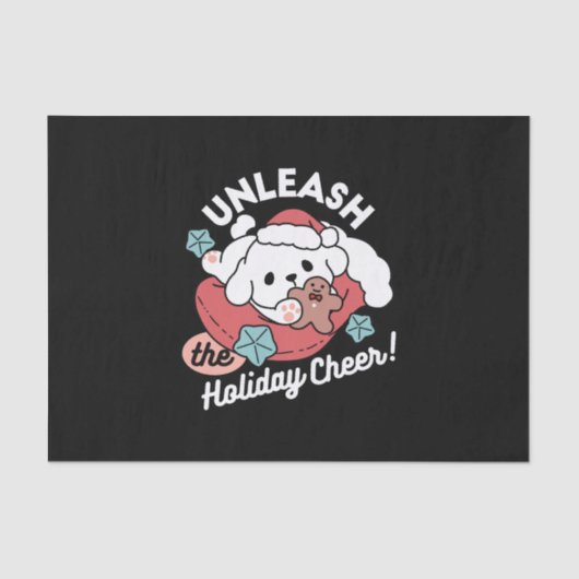 Weihnachtshund in der Weihnachtsmannmütze - Feiert Seidenpapier (Vorderseite)