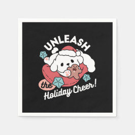 Weihnachtshund in der Weihnachtsmannmütze - Feiert Serviette