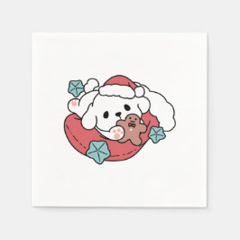 Weihnachtshund in der Weihnachtsmannmütze - Feiert Serviette