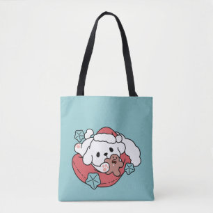Weihnachtshund in der Weihnachtsmannmütze - Feiert Tasche
