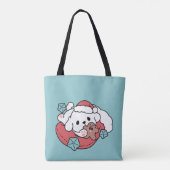Weihnachtshund in der Weihnachtsmannmütze - Feiert Tasche (Rückseite)