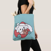 Weihnachtshund in der Weihnachtsmannmütze - Feiert Tasche (Von Nahem)