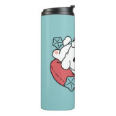 Weihnachtshund in der Weihnachtsmannmütze - Feiert Thermosbecher (Nach links gedreht)