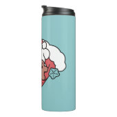 Weihnachtshund in der Weihnachtsmannmütze - Feiert Thermosbecher (Nach rechts gedreht)