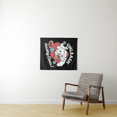 Weihnachtshund in der Weihnachtsmannmütze - Feiert Wandteppich (Beispiel (Horizontal))