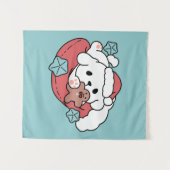 Weihnachtshund in der Weihnachtsmannmütze - Feiert Wandteppich (Vorderseite (Horizontal))