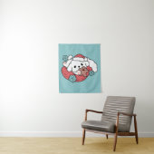 Weihnachtshund in der Weihnachtsmannmütze - Feiert Wandteppich (Beispiel)