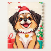 Weihnachtshund in der Weihnachtsmannmütze Planer (Rückseite)
