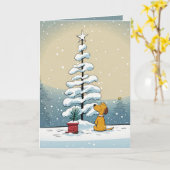 Weihnachtshund in Schneeflocken Karte (Gelbe Blume)