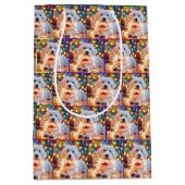 Weihnachtshund in verschlungenen Lichtern Mittlere Geschenktüte (Vorderseite)