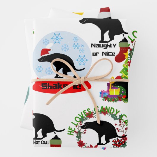 Weihnachtshund Kacke Spaß Geschenkpapier Set (Beispiel)