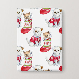 Weihnachtshund & Katze Button