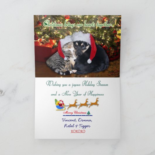 Weihnachtshund & Katze Feiertagskarte (Innenseite)