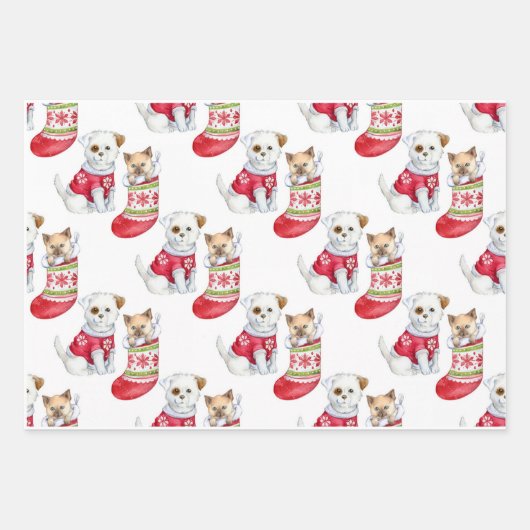 Weihnachtshund & Katze Geschenkpapier Set (Vorderseite 2)
