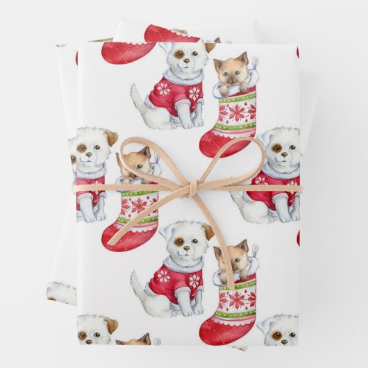 Weihnachtshund & Katze Geschenkpapier Set (Beispiel)
