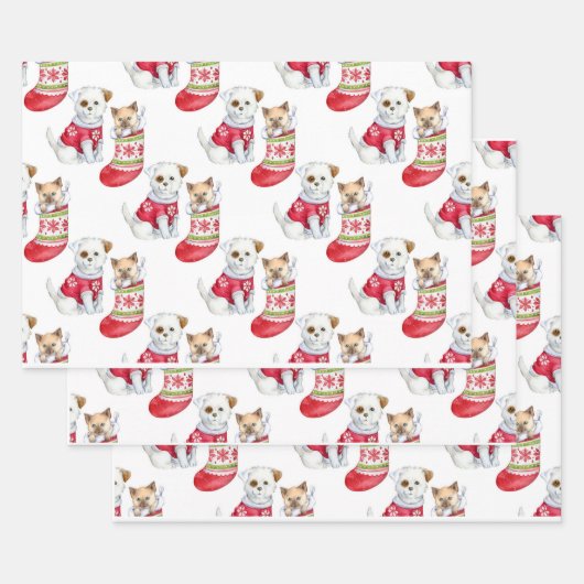 Weihnachtshund & Katze Geschenkpapier Set (Set)