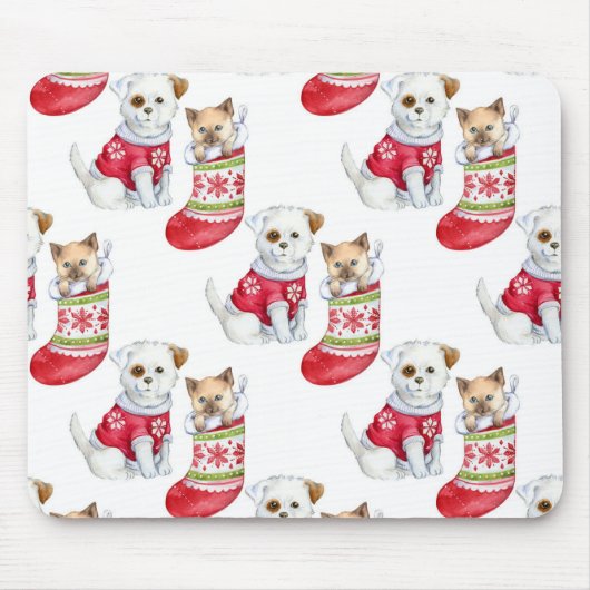 Weihnachtshund & Katze Mousepad (Vorne)