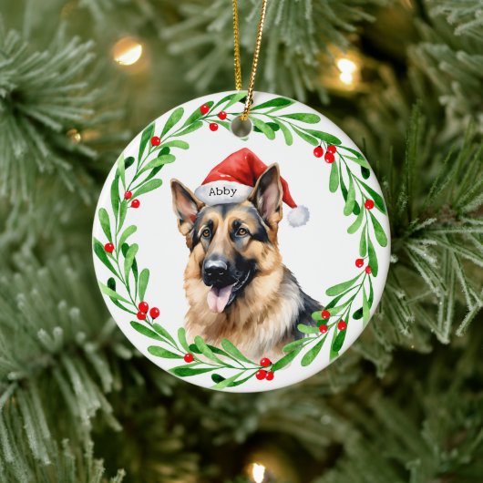 Weihnachtshund Keramik Ornament (Baum)