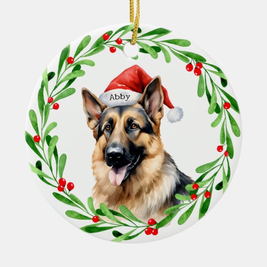 Weihnachtshund Keramik Ornament (Vorne)