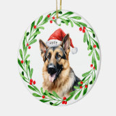 Weihnachtshund Keramik Ornament (Links)