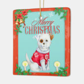 Weihnachtshund Keramikornament (Links)