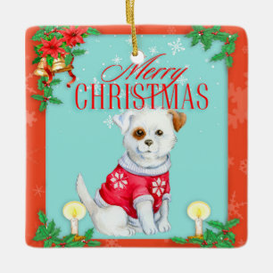 Weihnachtshund Keramikornament