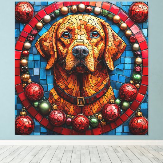 Weihnachtshund Leinwanddruck (Insitu (Holzboden))