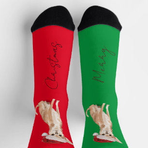 Weihnachtshund Lover Terrier Muster Fun Red Green Socken