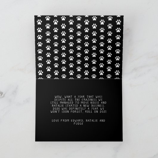 Weihnachtshund lustige Rudel Jahr in Überprüfung Karte (Innenseite)